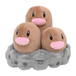 Officiële Pokemon center knuffel Pokemon fit Dugtrio 12cm breedt